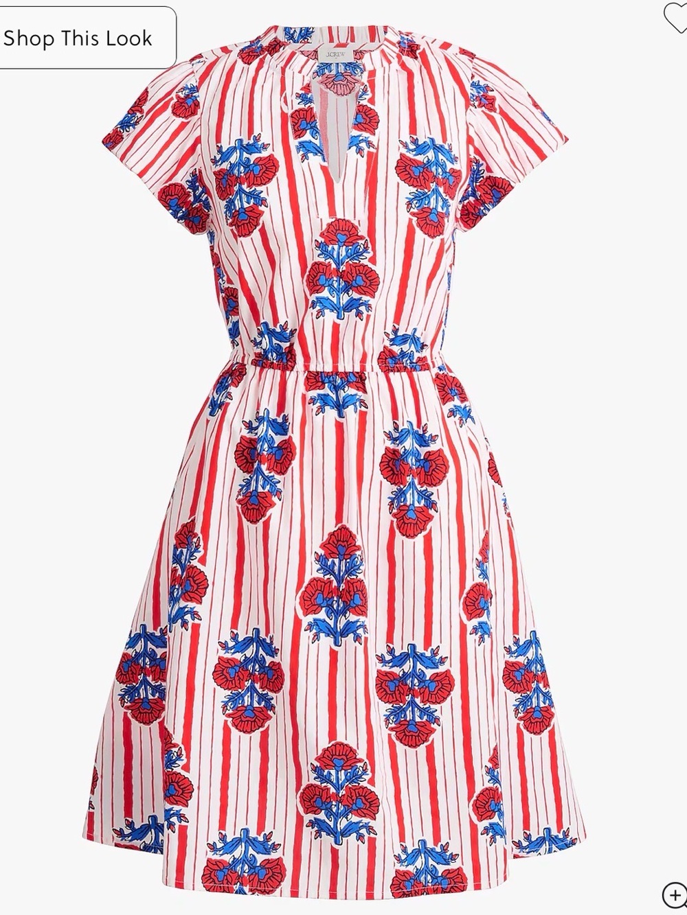 J. Crew Factory Red, Blue & White Floral Stripe Mini Dress